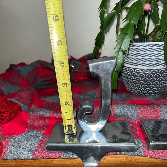 Vintage Heavy, silver Christmas stocking holders “JOY” - Picture 6 of 7